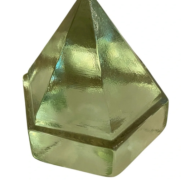 Vintage Prism Ship Deck Light Green Glass Nautical Pyramid Boat Paperweight - Picture 3 of 5